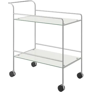 Zack Servierwagen, Edelstahl, Metall, Glas, rechteckig, Rundrohr, 44x84x76 cm, Stauraum, gastro- und objekttauglich, offenes Fach, Esszimmer, Barmöbel, Barwagen
