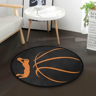 AABAO Basketball-Design, rund, rutschfest, bequem, rund, für Wohnzimmer, Schlafzimmer, 92 cm Durchmesser