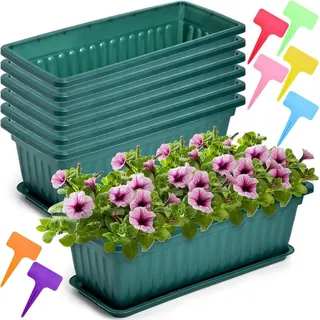 autolock Blumenkasten Balkonkasten Set mit Wasserspeicher 2 St., Jedes Set enthält: (7 St) grün