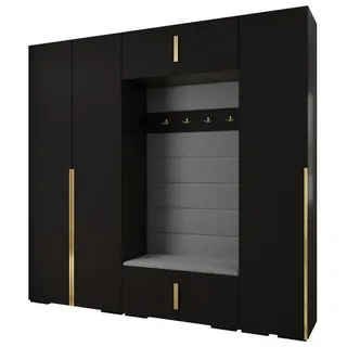ABIKS MÖBEL Kompaktgarderobe INOVA 1 SATZ 8 Möbelset, Garderobe mit Kleiderstange und Regalen schwarz
