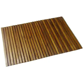 yorten Holz Badematte mit Rutschfestem Gumminoppen Badteppich Badvorleger Fußmatte Duschvorleger 80 x 50 cm Dicke 9 mm