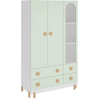 [en.casa] Kinderkleiderschrank Vaarentaa 156 x 90 x 41 cm Weiß / Mintgrün