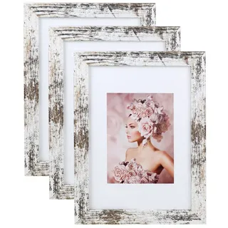 IDEAL TREND Bilderrahmen 3er Pack Holz Bilderrahmen Foto Plexi Rahmen Acryl Collage Wanddeko Po, für 1 Bilder (3 St), bruchsicheres Kunststoffglas weiß rechteckig | 13 cm x 18 cm x 1.4 cm | 13x18