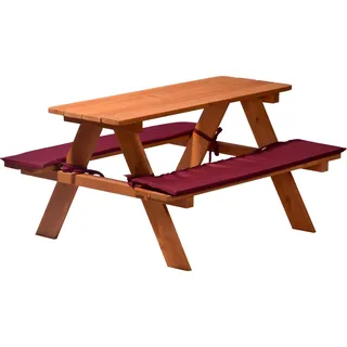 Dobar Kindersitzbank 89 x 79 x 50 cm braun/weinrot inkl. Sitzauflagen