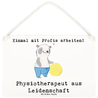 Mr. & Mrs. Panda Schild Physiotherapeut Leidenschaft DIN A6 - Geschenk, kleine aufmerksamkeit, wandtafel, Türschild, holzbild, Holzschild