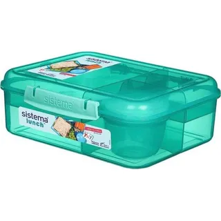 Unyqoos® Bento-Box To‐Go – Lunchbox 1,65 l mit herausnehmbaren Fächern, dichtem Joghurtbecher, Sistema KLIP IT, phthalat‐ & BPA‐frei, Ter... - Grün