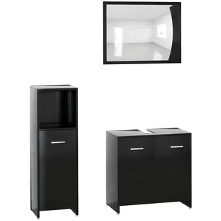 vidaXL 3-tlg. Badmöbel-Set Schwarz Holzwerkstoff