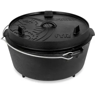Petromax Feuertopf ft12 - Dutch Oven aus Gusseisen für Kochen und Backen - mit Deckel, Henkel und Standfüßen - Gerichte für 14 bis 20 Personen - 10,8 l