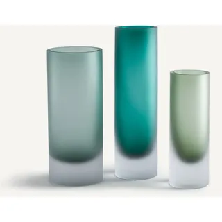 Am.pm Vase Aus Mundgeblasenem, Gefrostetem Glas, Höhe 28 Cm, Audran petrol