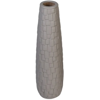 GILDE Bodenvase Brick (1 St), Keramik, matt, dekorative Riemchen-Struktur, 57 cm hoch grau