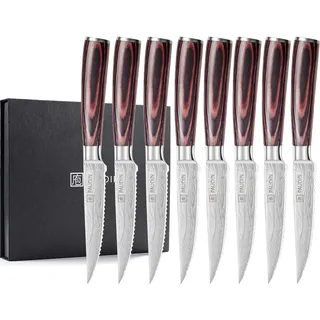 PAUDIN Steakmesser Set 8-tlg. Edelstahl 8 cm Pakkaholz/Ergonomisch