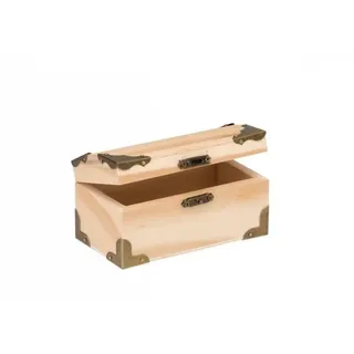 Glorex Geschenkbox Schatztruhe klein, 12 x 6,5 x 6 cm Holz Holztruhe braun