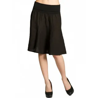 Caspar Faltenrock RO014 Damen Midi Leinenrock knielang mit figurfreundlichem Stretch Bund - Made in Italy schwarz S-M
