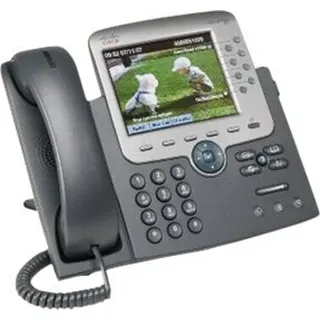 Cisco IP-7975G Telefon, Farbdisplay, Rufnummernanzeige, Freisprechfunktion, Video-Telefonie, Ethernet - Schwarz/Silber