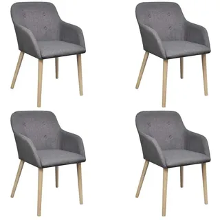 vidaXL Esszimmerstuhl Stoff hellgrau 4er Set