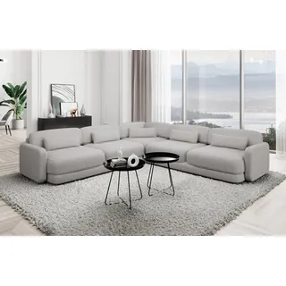 Sofa Dreams Ecksofa Polster Loungesofa Modern Eck Couch Stoff Eckcouch Valencia L Form, 4-Sitzer, Lounge, Polsterbezug, Strukturstoff Bezug in Hellgrau grau