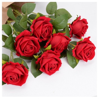 Kunstblumenstrauß Rose Künstliche Blume,Valentinstag Geschenk Hochzeit Dekoration Blume, Rouemi, 7Stück rot