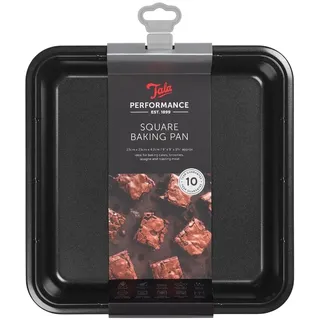 Tala Performance Quadratische Backform 23 x 23 x 4,2 cm Brownieform aus schwerem Karbonstahl mit Antihaftbeschichtung Kuchenform für Brownies Kuchen Lasagne und Auflauf