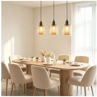 ZMH Pendelleuchte E14 Gold Esstisch Pendellampe 3 Flammige, LED wechselbar goldfarben