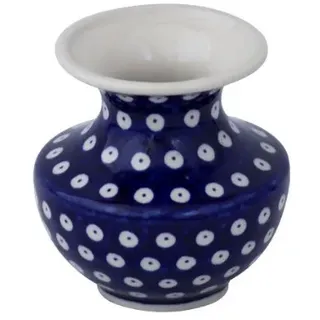 Bunzlauer Keramik Vase klein bauchig Kugelvase Ø10,2 cm, H 11,1 cm – Blumenvase „Emilia“ im Landhausstil für kleine Sträuße (Dekor 42)
