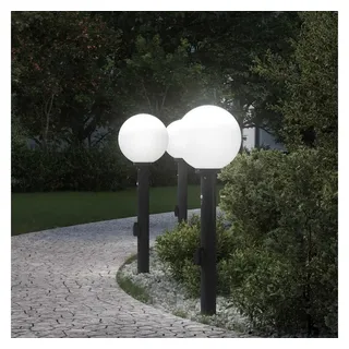 furnicato Pollerleuchte Schwarze Edelstahl 25x80 cm mit Bewegungsmelder und, Wetterfeste Gartenleuchte mit Steckdose und PIR-Bewegungssensor schwarz
