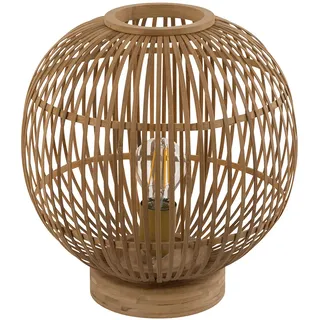 Tischleuchte Bambus Boho Leuchte Nachttischlampe Kugellampe Schlafzimmer naturfarben, Smart Home App-Sprachsteuerung CCT Timer dimmbar, 1x RGB LED, DxH 30x33,5cm