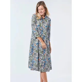 GOLDNER Sommerkleid Blusenkleid Gemustert Blau/Orange 23