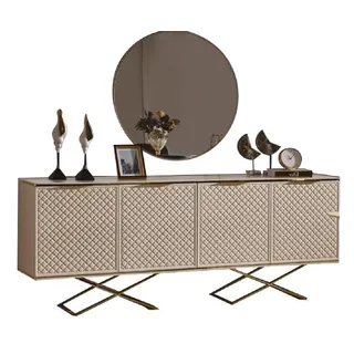 JVmoebel Sideboard Esszimmermöbel Set aus Holz mit modernem Spiegel (2 St., 1x Sideboard + 1x Spiegel), Made in Europa beige