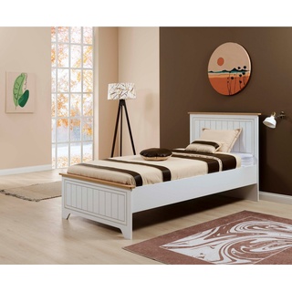 Möbel-Lux Einzelbett Mango, Landhausstil, 120x200 cm weiß 133 cm x 208 cm x 106 cm