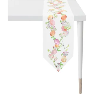 APELT Tischband APELT "6907 HAPPY EASTER, Osterdeko, Ostern", bunt (weiß, orange, gelb, grün), B:25cm L:175cm, Baumwolle, Polyester, Tischdecken, Digitaldruck