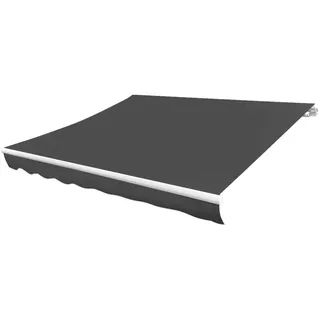 HUAKEHOM Markisenbespannung Wasserabweisend Markisestoff Markisentuch Ersatzstoff mit Volant Markisevolant für Markise Canvas Anthrazit 600x300 cm