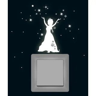 Wandtattoo Lichtschalteraufkleber Lichtschaltertattoo Leuchtsticker Eisprinzessin Schneeprinzessin Prinzessin fluoreszierend M1648 ilka parey wandtattoo-welt®