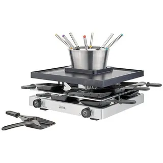 Spring Fondue Raclette/Fondue für 8 31x34x17 cm Classic edelstahl, Edelstahl mit Aluminiumkern, nicht spülmaschinengeeignet, Induktion silberfarben
