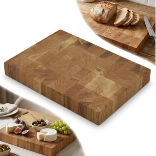 SCHNEIDEBRETT END GRAIN STORZ KÜCHENBRETT AUS EICHE, geölt 32x24x4 cm, massiv