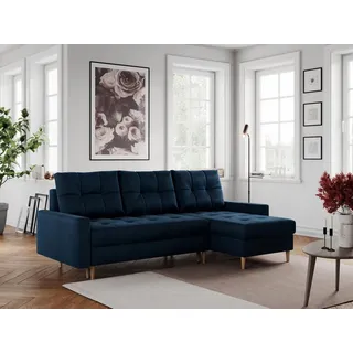 MKS MÖBEL Ecksofa COLIN, Set, mit Schlaffunktion, Skandinavisches Ecksofa, Holzbeine, zum Wohnzimmer blau