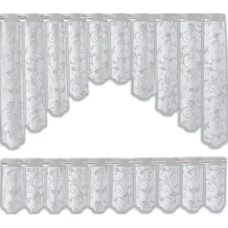 Kurzgardinenset Bistro Gardinen Set, Weiß, Textil, Ranken, 150x105 cm, Oeko-Tex® Standard 100, ohne Technik, Wohntextilien, Gardinen & Vorhänge, Fertiggardinen, Scheibengardinen