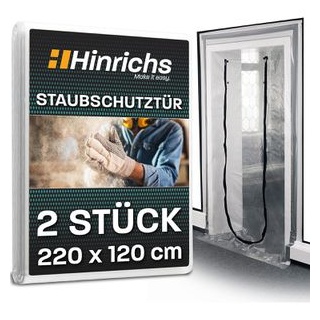 Hinrichs Staubschutztür aus Folie, 2er Set, 220 x 120cm, transparent, mit U Reißverschluss