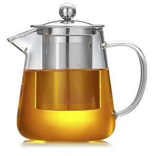 TAMUME Glas Teekanne mit Edelstahl Sieb für Einfach Gießen (750ML)