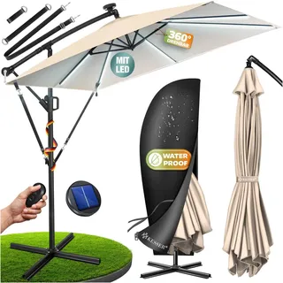 Kesser Ampelschirm Holly rechteckig Ø 350 cm mit LED Beige