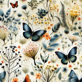 Selbstklebende Tapete Blumen, 44 x 600 cm Tapete Schmetterlinge Blumetapete Blumen Blätter Pflanzen Boho Tapeten Klebefolie Möbelfolie Selbstklebend für Badezimmer Wohnzimmer Schlafzimmer Küche
