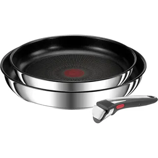 Tefal Ingenio Preference On 3-teiliges Pfannenset abnehmbarer Griff, 24/28 cm, stapelbar, platzsparend, Topfset Induktion mit Antihaftversiegelung, einfache Handhabung und Reinigung, L97493