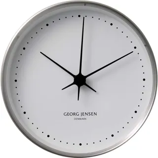 Georg Jensen Koppel Wanduhr 22 cm, Edelstahl mit Weißem Ziffernblatt