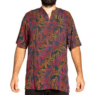 PANASIAM Hawaiihemd Kurzarmhemd Wachsbatik Herren Hemd in lebendigen Mustern und leuchtenden Farben langlebiges Sommerhemd Freizeithemd grün M