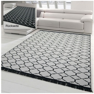 Outdoorteppich In- & Outdoor Teppich, waschbar, beidseitiges Design schwarz weiß creme, Teppich-Traum, rechteckig schwarz|weiß 120 cm x 170 cm