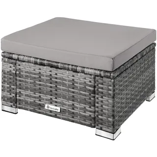 Tectake Rattan Sitzhocker 53 x 53 x 26 cm grau