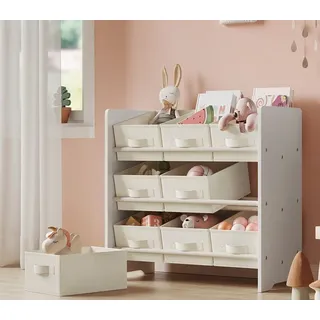 Songmics Kinderregal mit 9 Aufbewahrungsboxen  weiß