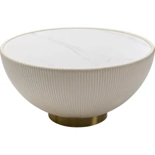Kare Design Couchtisch Endless Vegas, Weiß, 71cm Durchmesser, Wohnzimmertisch, Beistelltisch, rund, Keramik Oberfläche, 36x71x71 cm (H/B/T)
