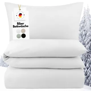Carpe Sonno Biber Bettwäsche 155x220 cm Winter – Weiß Baumwolle