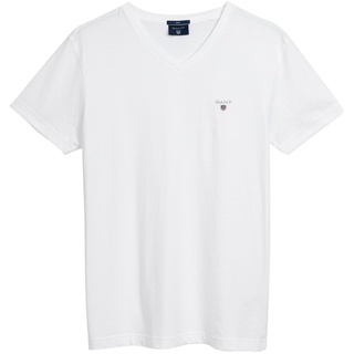 GANT Herren T-Shirt - Original Slim V-Neck T-Shirt, Baumwolle, kurzarm Weiß 3XL