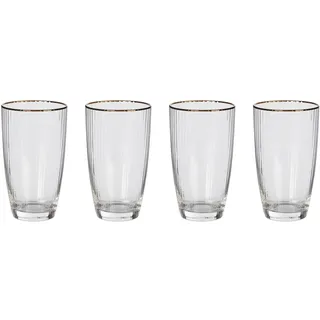 BUTLERS 4er-Set Longdrinkglas mit Goldrand 0,5L Glas -GOLDEN TWENTIES- Trinkglas Mundgeblasen & geriffelt Cocktailgläser für stilvolle Abende